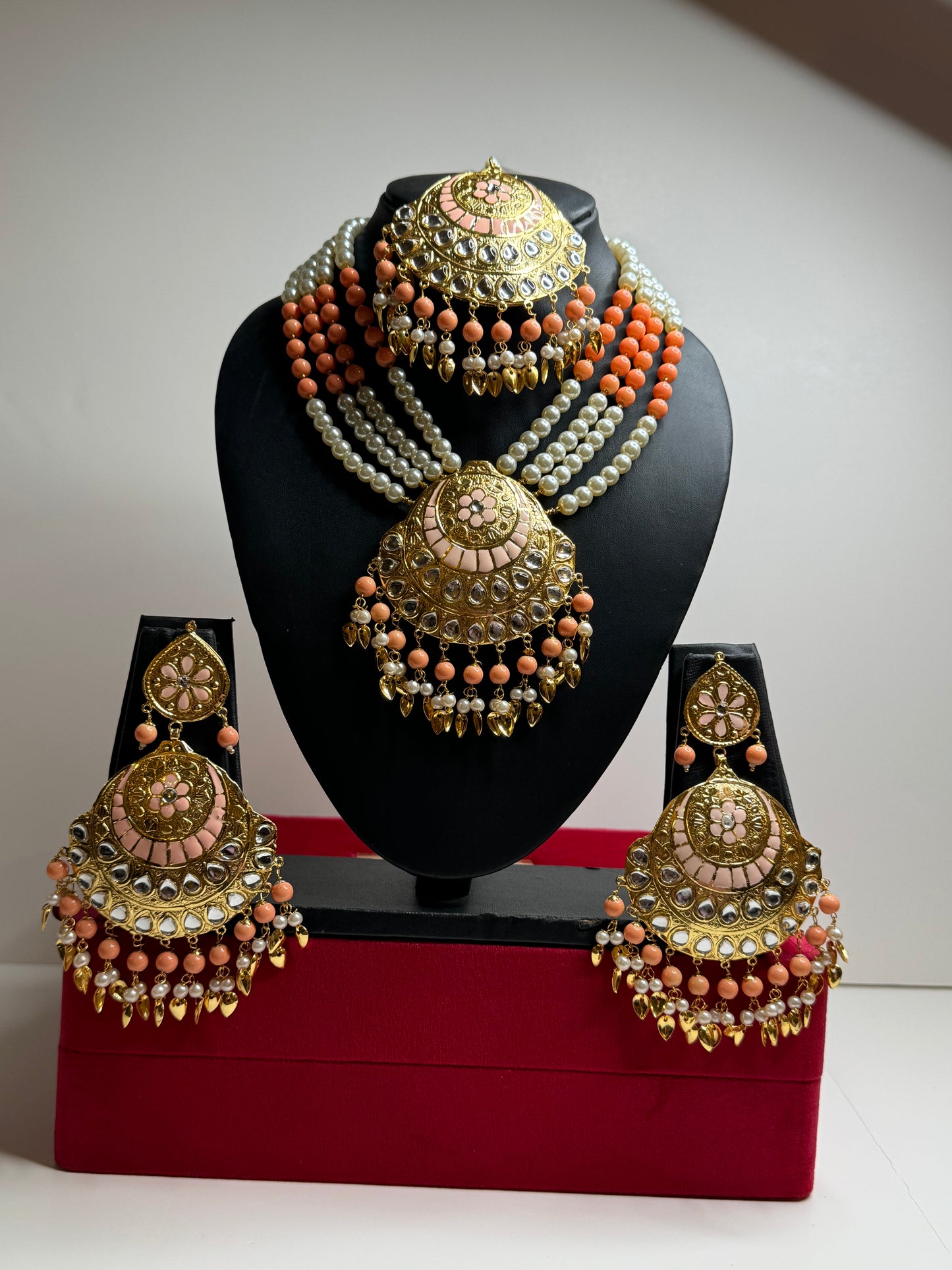 Beautiful light weight necklace set with earrings and tikka