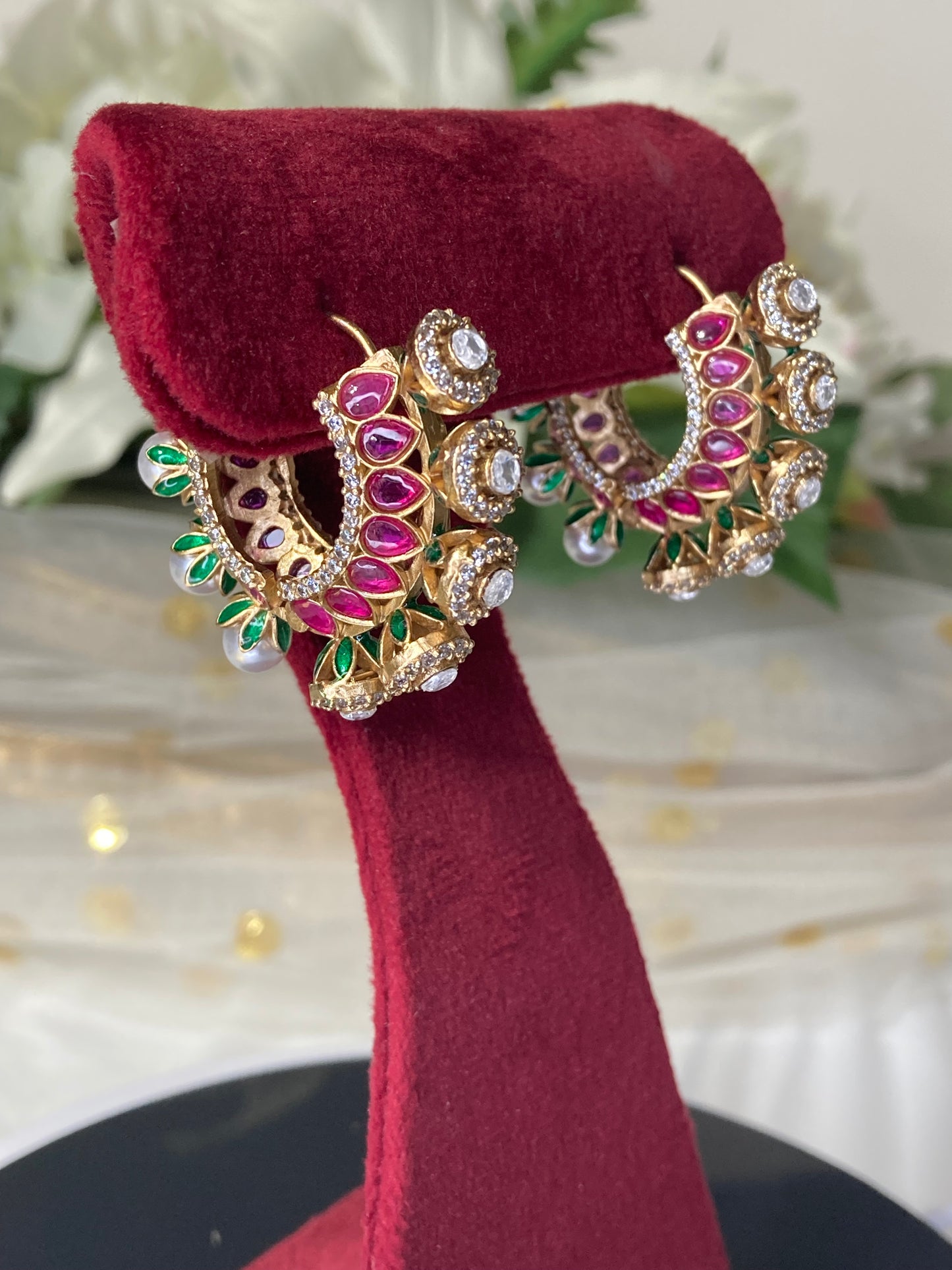 Gold plated kundan earrings