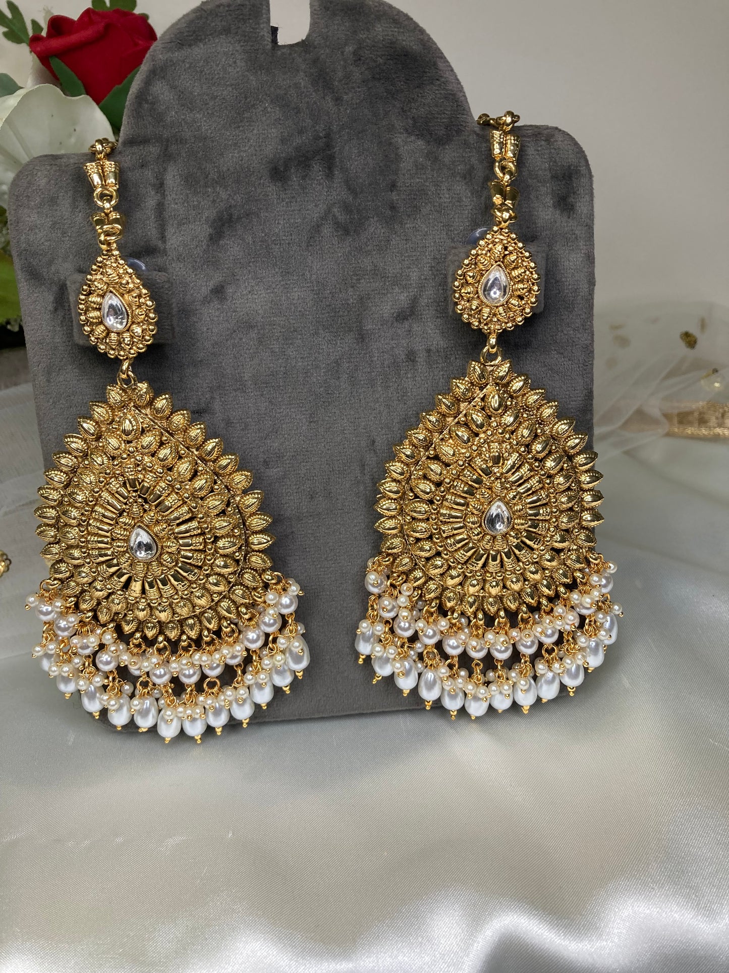 1 GM gold plated earrings and tikka