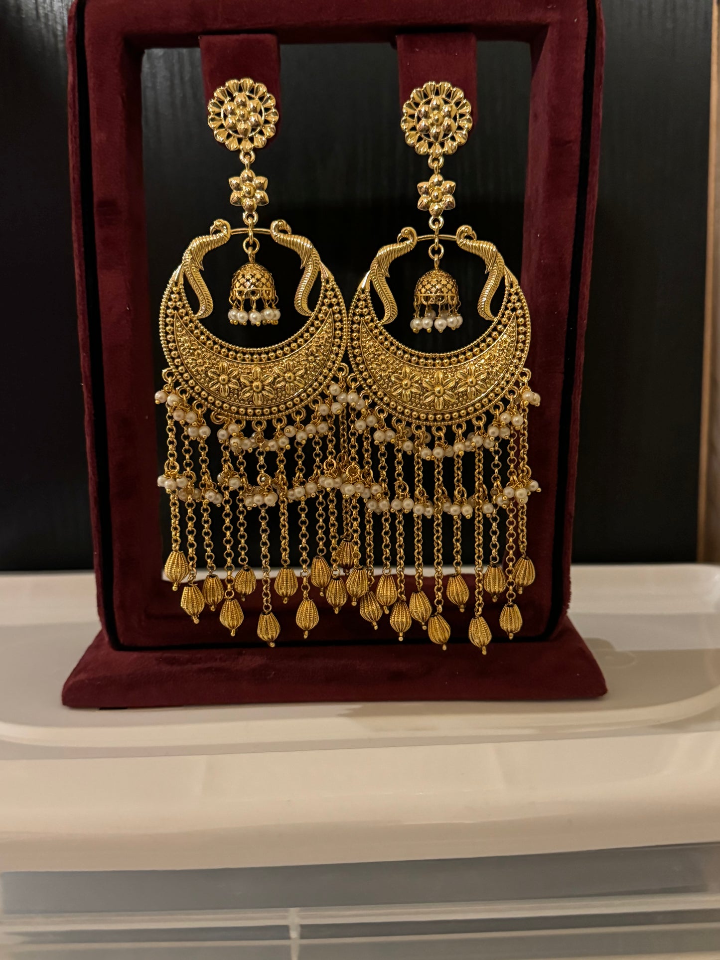 Large gold statement earrings