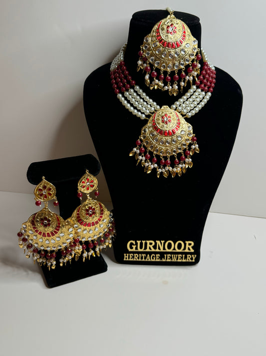 Beautiful light weight necklace set with earrings and tikka