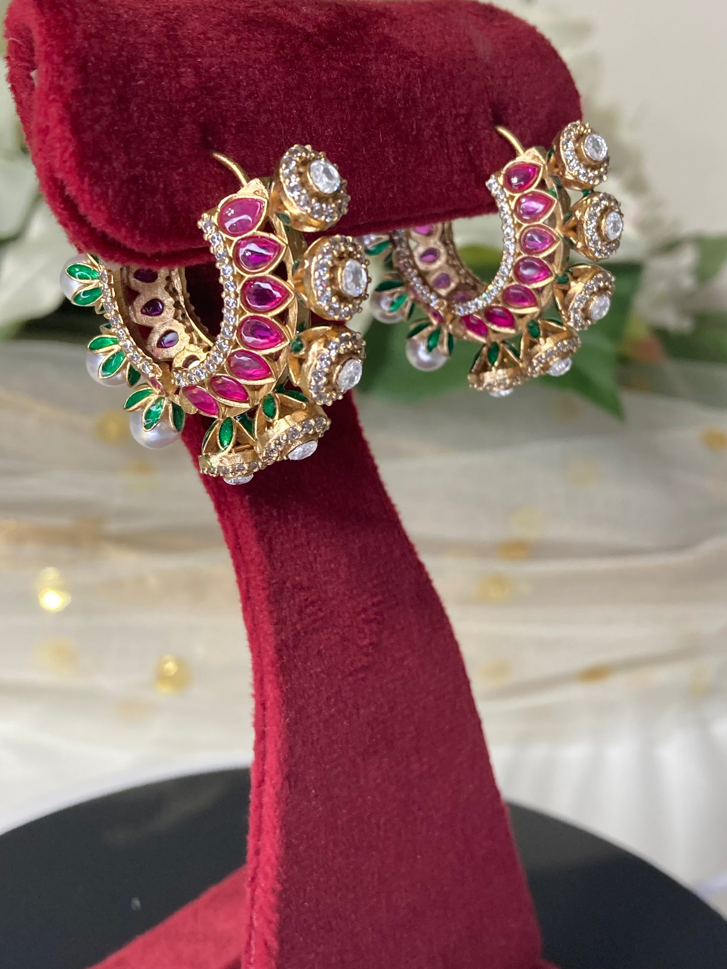 Gold plated kundan earrings
