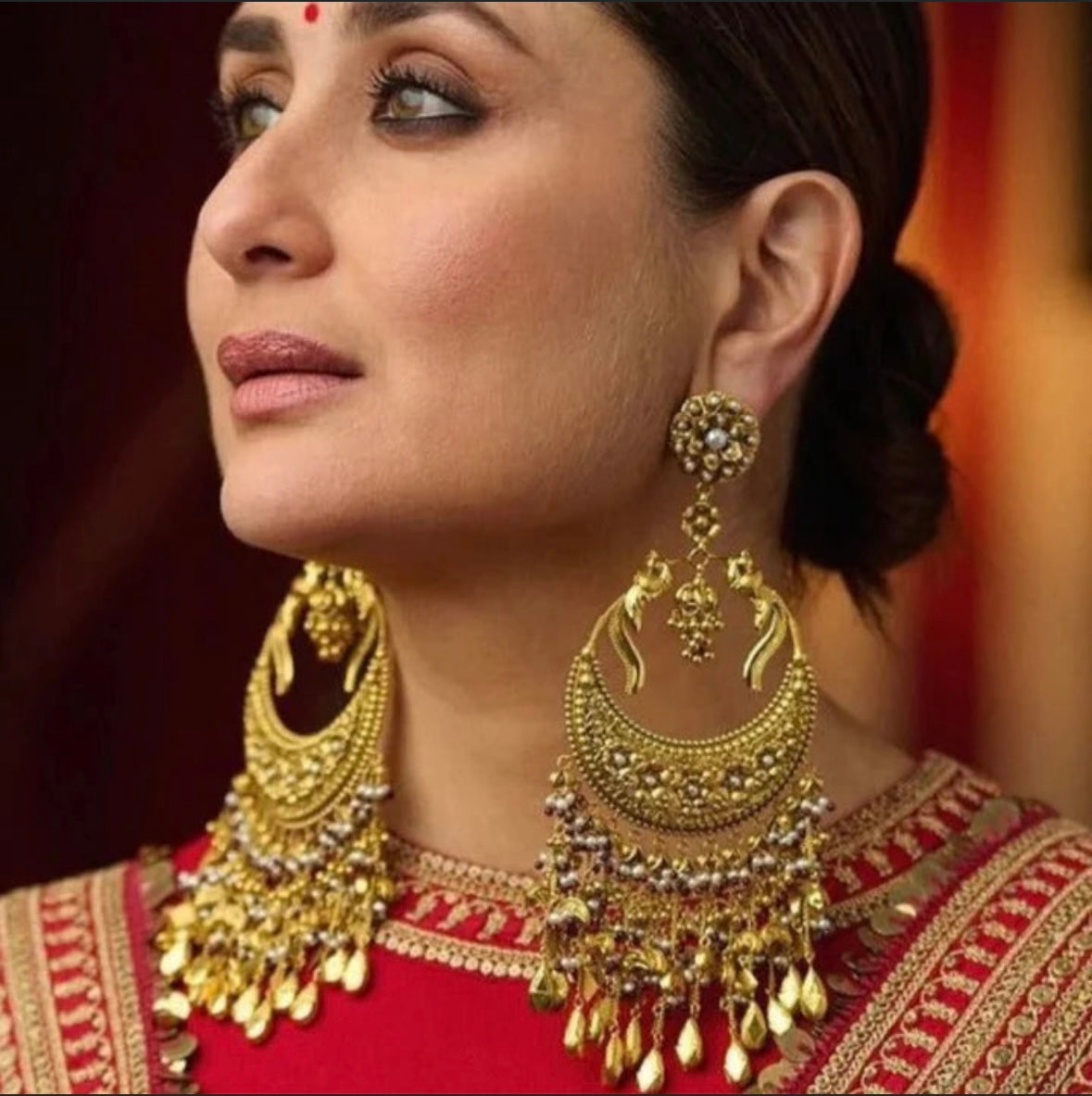 Large gold statement earrings