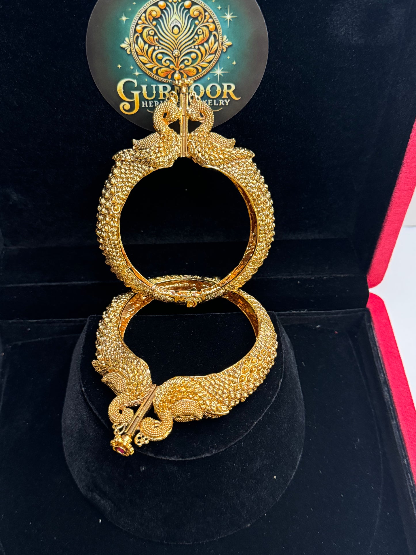 Peacock Design Gold Plated Bangles