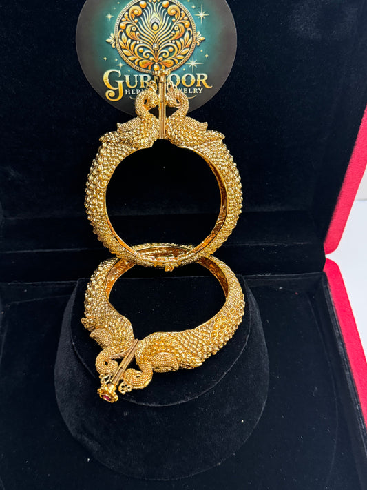 Peacock Design Gold Plated Bangles