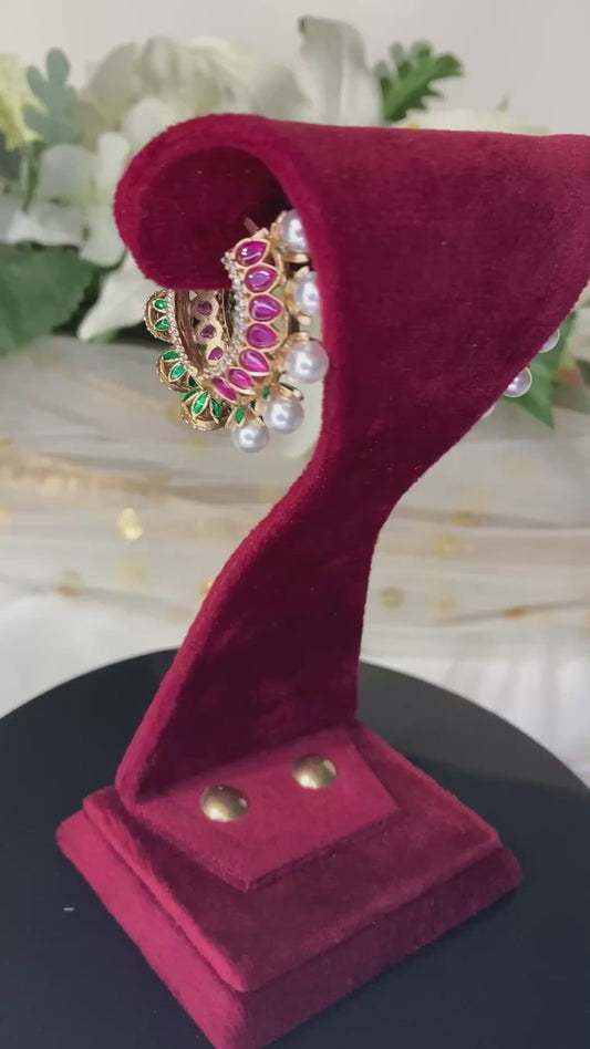 Gold plated kundan earrings